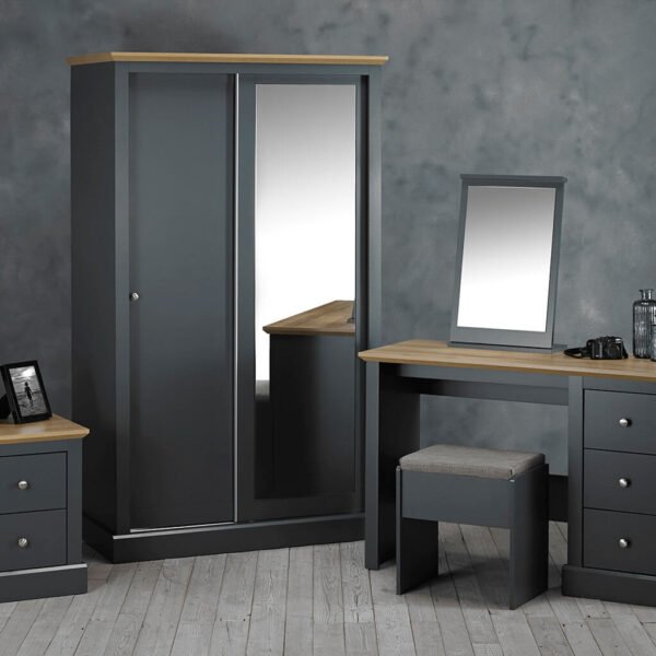 Devon Charcoal Double Sliding Wardrobe - Image 2