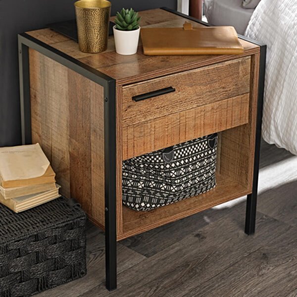 Hoxton Distressed Oak Effect Bedside Cabinet - Image 3
