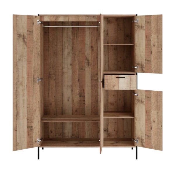Hoxton Distressed Oak Effect Triple Wardrobe - Image 3