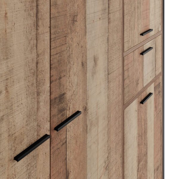 Hoxton Distressed Oak Effect Triple Wardrobe - Image 4