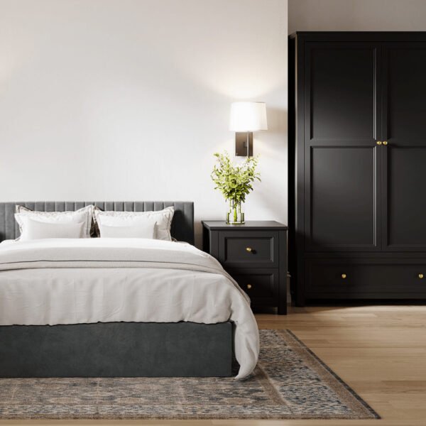 Ives Black Double Wardrobe - Image 2